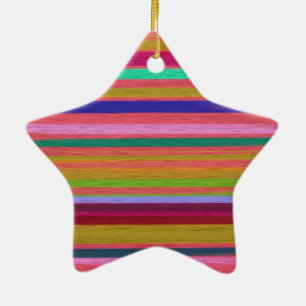 Rainbow abstract art stripes modern ceramic ornament
