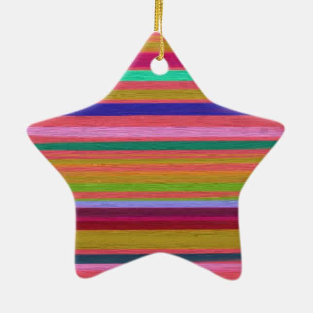 Rainbow abstract art stripes modern ceramic ornament (Back)