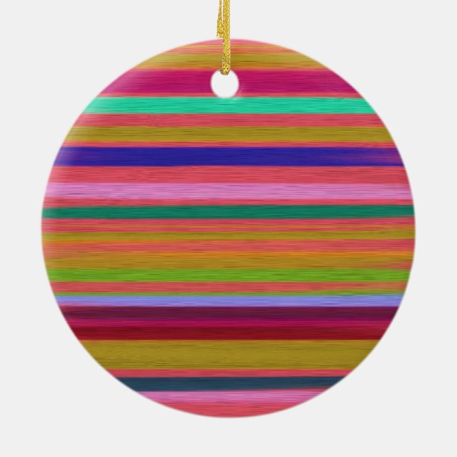 Rainbow abstract art stripes modern ceramic ornament (Back)