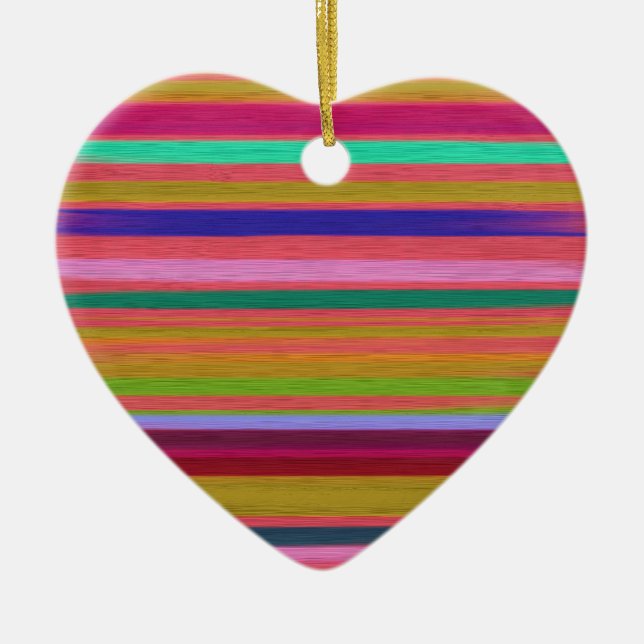 Rainbow abstract art stripes modern ceramic ornament (Front)