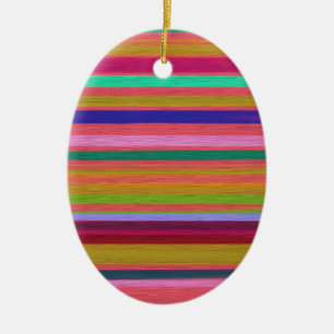 Rainbow abstract art stripes modern ceramic ornament
