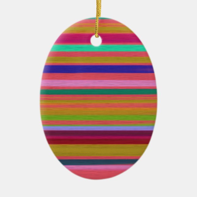 Rainbow abstract art stripes modern ceramic ornament (Front)