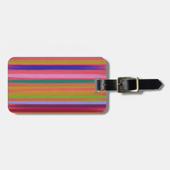 Rainbow abstract art stripes modern luggage tag (Front Horizontal)