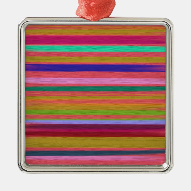 Rainbow abstract art stripes modern metal ornament (Front)