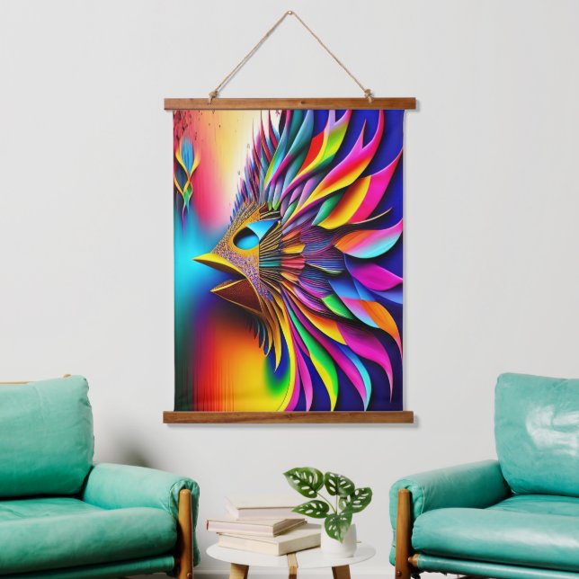 Rainbow Abstract Bird Color Explosion  Hanging Tapestry (Living Room)