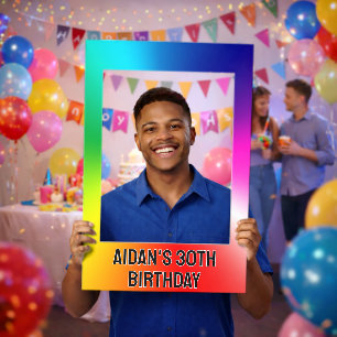 Rainbow Abstract Birthday Party Selfie Frame
