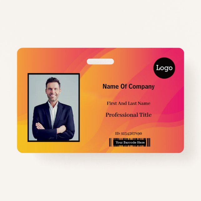 Rainbow Abstract Business Photo Identification ID Badge (Front)