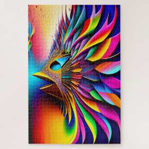 Rainbow Abstract Colored Bird Art Jigsaw Puzzle