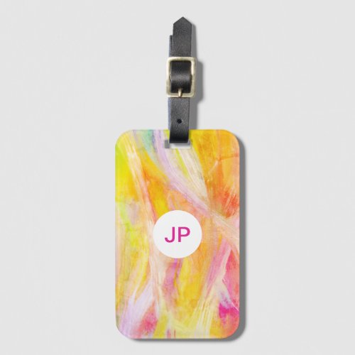 Rainbow abstract colorful oil painting gold CUSTOM Luggage Tag