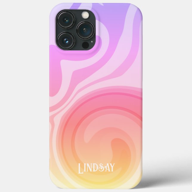 Rainbow Abstract Customize Name Pastel Unique Case-Mate iPhone Case (Back)