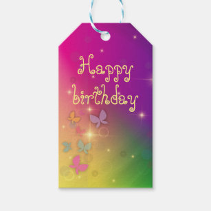 Rainbow Abstract Fairy Lights Butterflies Sparkles Gift Tags