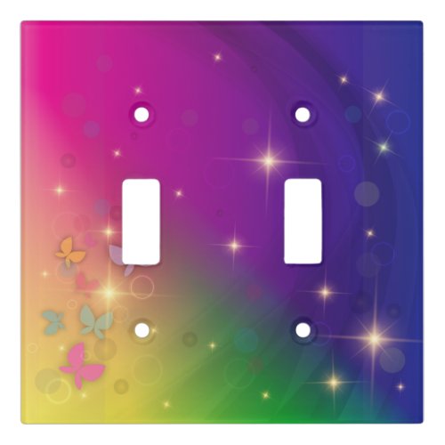 Rainbow Abstract Fairy Lights Butterflies Sparkles Light Switch Cover