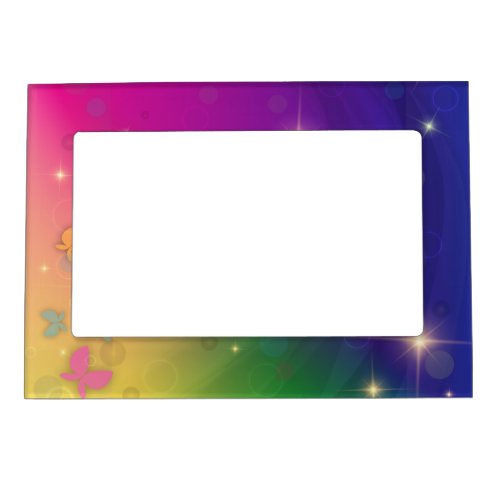 Rainbow Abstract Fairy Lights Butterflies Sparkles Magnetic Frame