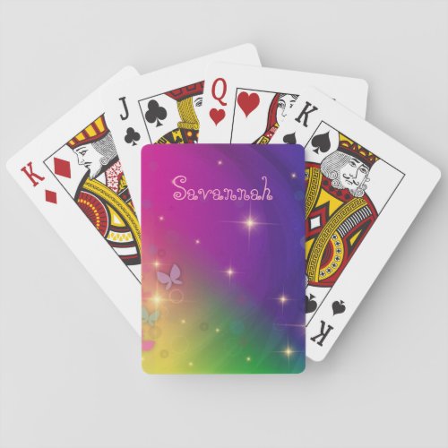 Rainbow Abstract Fairy Lights Butterflies Sparkles Playing Cards