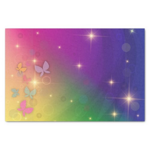 Rainbow Abstract Fairy Lights Butterflies Sparkles Tissue Paper