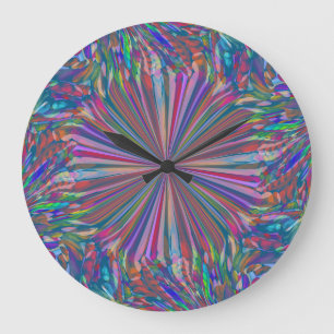Rainbow Abstract Liquid Fluid Art by Heva Weva Large Clock