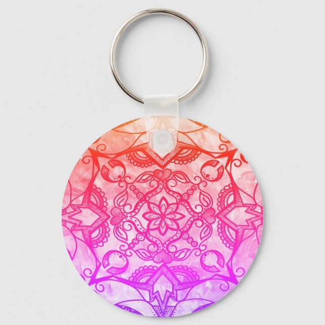 Rainbow Abstract Mandala Keychain (Front)