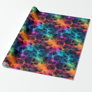 Rainbow Abstract on Black Wrapping Paper