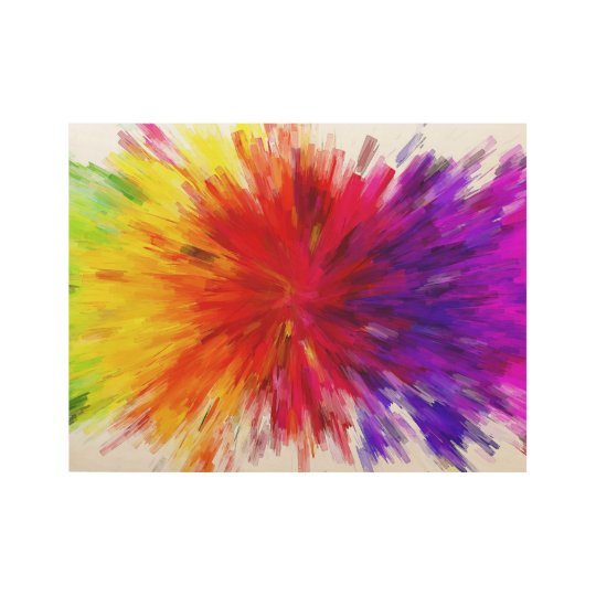 Rainbow Abstract Paint Splash Style Digital Art Wood Poster Zazzle Com