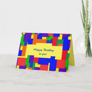Rainbow Abstract Patchwork Birthday Card
