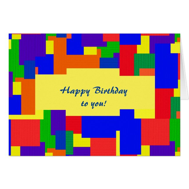 Rainbow Abstract Patchwork Birthday Card