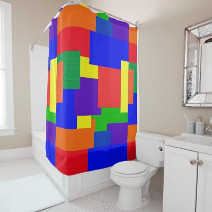Rainbow Abstract Pattern Patchwork Shower Curtain