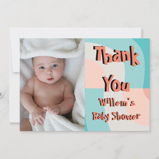 Rainbow Abstract Photo Baby Shower Thank You Card (Front)