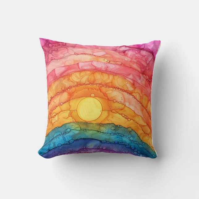 Rainbow Abstract Pride  Throw Pillow (Front)