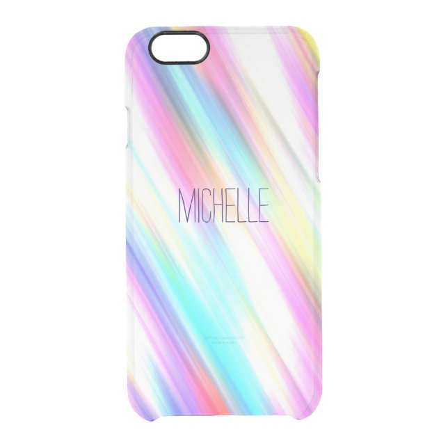 Rainbow Abstract Stripe Brush Strokes with Name Uncommon iPhone Case (Back)