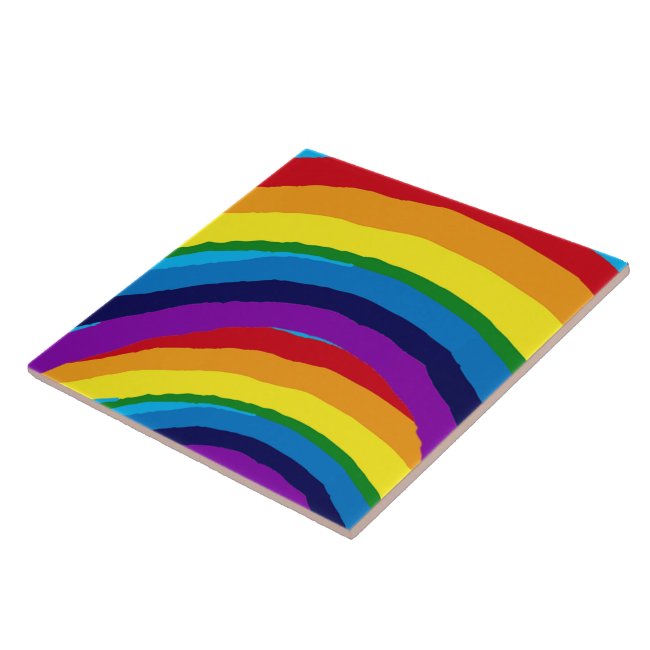 Rainbow Abstract Striped Ceramic Tile