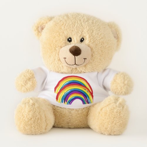 Rainbow Abstract Striped Pattern Teddy Bear