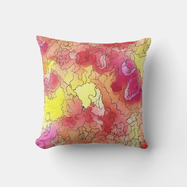 Rainbow Abstract Throw Pillow (Front)