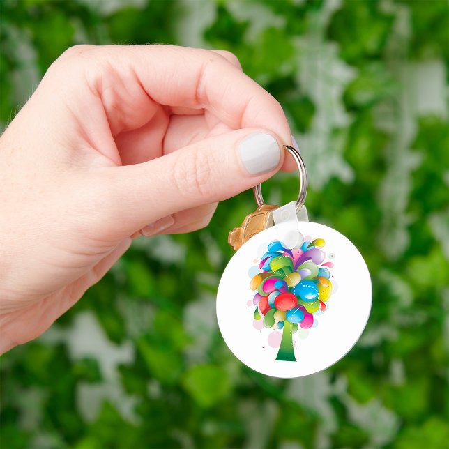 Rainbow Abstract Tree Colorful Modern Keychain (Creator Uploaded)