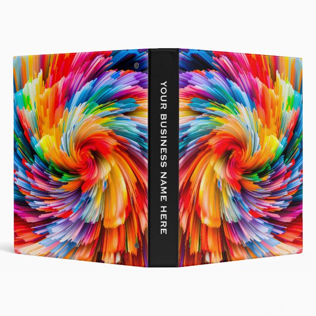 Rainbow Abstract Vibrant Swirl Modern 3 Ring Binder (Background)