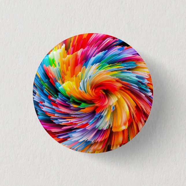 Rainbow Abstract Vibrant Swirl Modern Button (Front)
