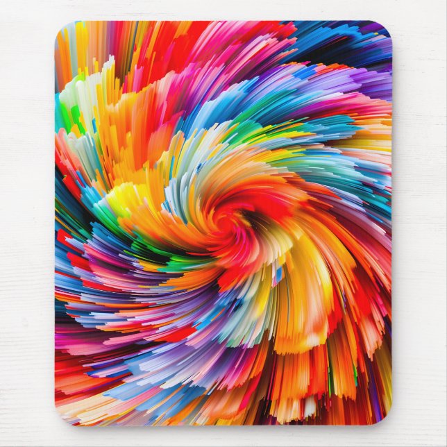Rainbow Abstract Vibrant Swirl Modern Mouse Pad (Front)