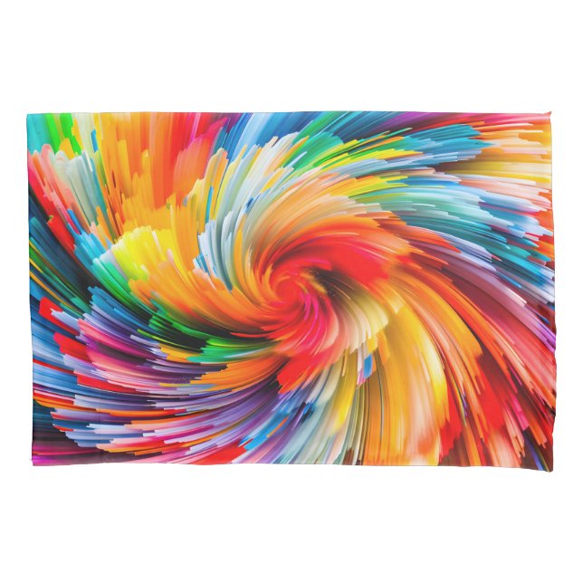 Rainbow Abstract Vibrant Swirl Modern Pillow Case (Front)