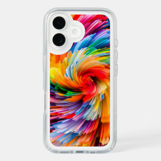 Rainbow Abstract Vibrant Swirl Modern iPhone 16 Case