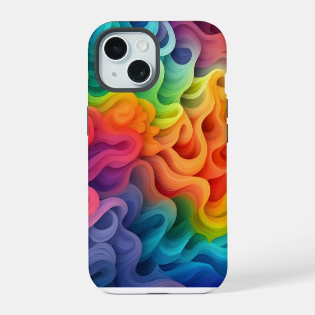 Rainbow Abstract Waves Iphone Case (Back)