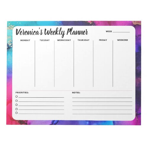 Rainbow Abstract Weekly To Do List Notepad Planner
