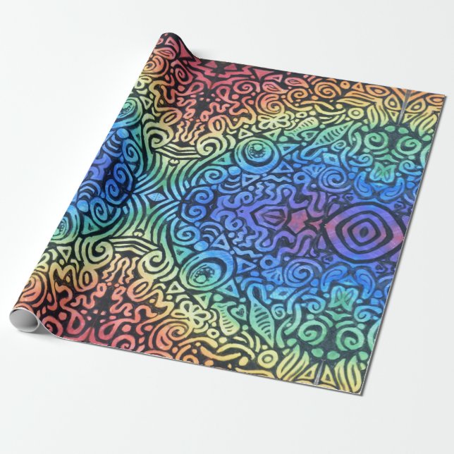 Rainbow Abstract Wrapping Paper (Unrolled)