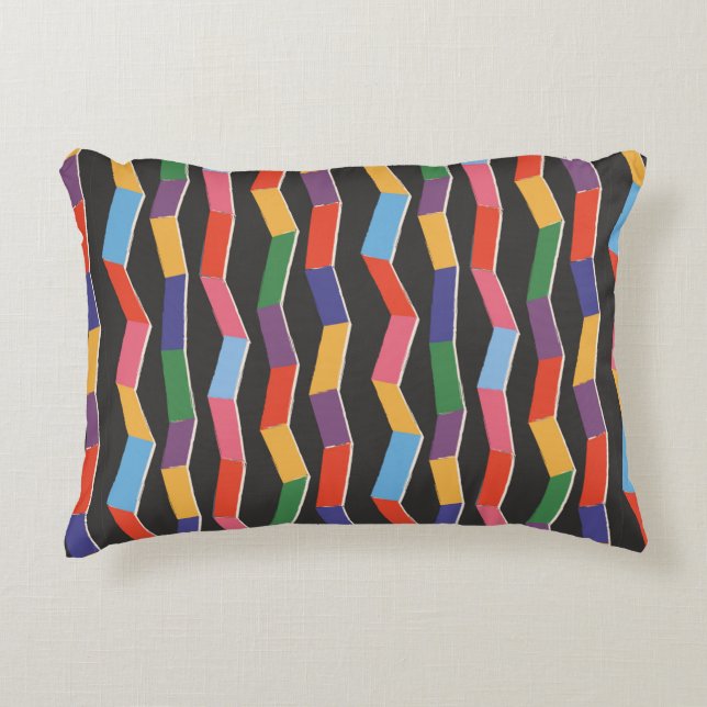 Rainbow abstract zig zag seamless pattern,hand pai accent pillow (Front)