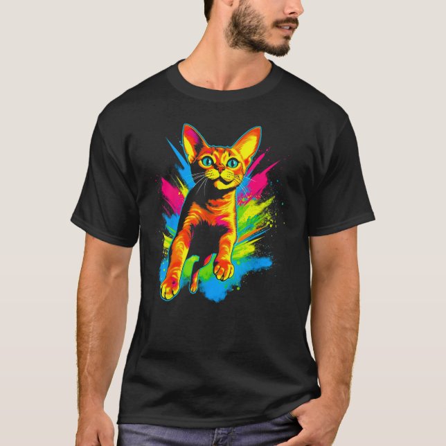 Rainbow Abyssinian Cat T-Shirt (Front)