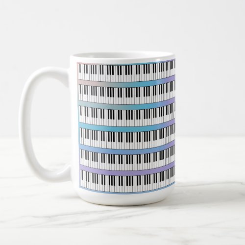 Rainbow accent piano keyboard coffee mug