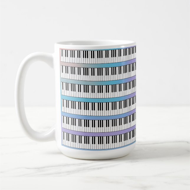 Rainbow accent piano keyboard coffee mug (Left)