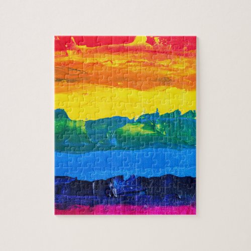 Rainbow Acrylic Painting Gay Colors Pride Flag Day Jigsaw Puzzle