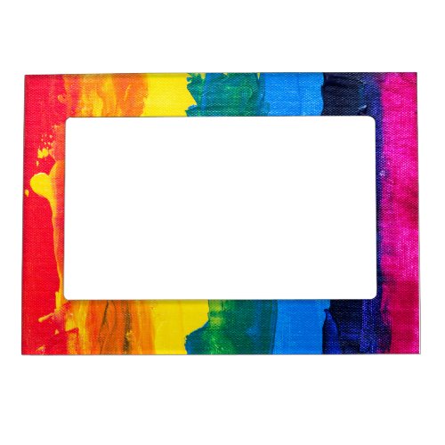Rainbow Acrylic Painting Gay Colors Pride Flag Day Magnetic Frame
