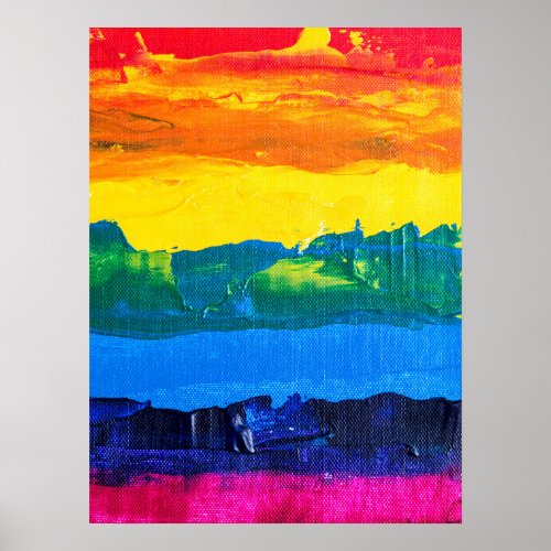 Rainbow Acrylic Painting Gay Colors Pride Flag Day Poster