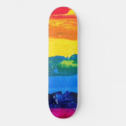Rainbow Acrylic Painting Gay Colors Pride Flag Day Skateboard