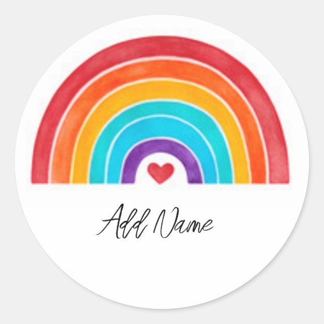 Rainbow - Add Your Name Classic Round Sticker (Front)